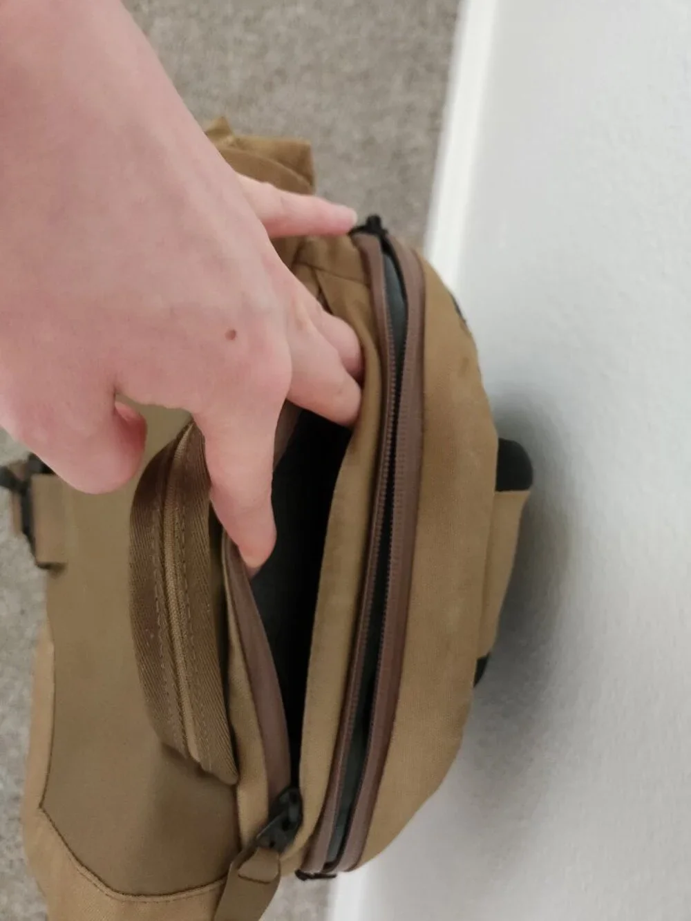 Boundary Supply Errant Sling Tan Tech Sling Laptop Crossbody Bag